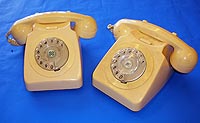 Pair of GPO 746 cream rotary dial telephones